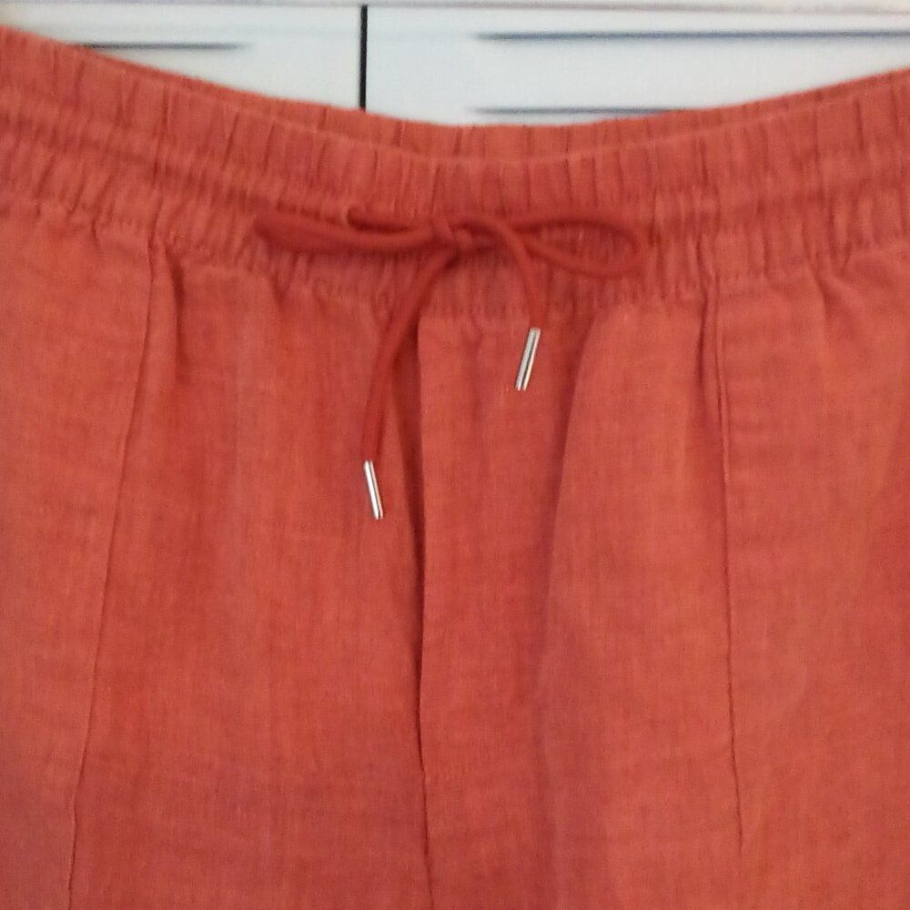 ATHLETA SIZE 20 RETREAT 100% LINEN WIDE LEG PULL-ON PANTS TIE WAIST ZIP POCKETS - Picture 3 of 13